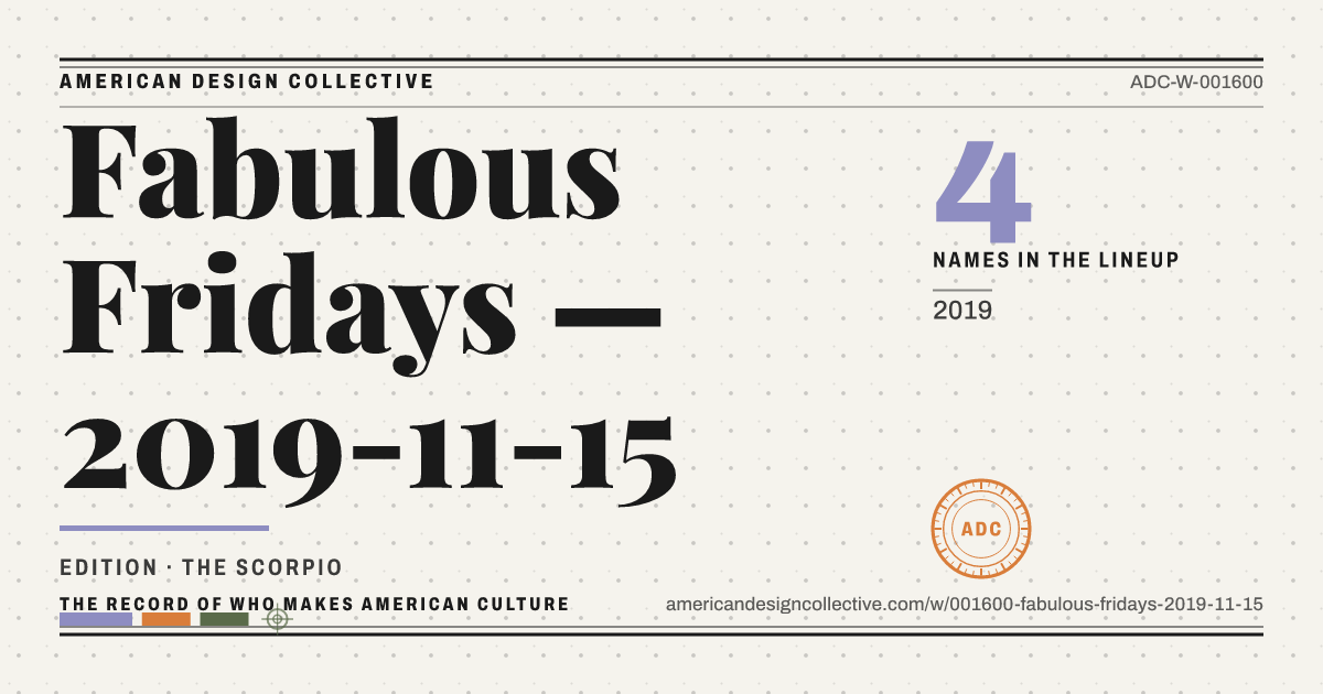 Registry card for Fabulous Fridays — 2019-11-15: the ADC seal, Fabulous Fridays — 2019-11-15, and how much is on record.