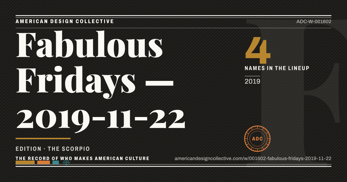 Registry card for Fabulous Fridays — 2019-11-22: the ADC seal, Fabulous Fridays — 2019-11-22, and how much is on record.