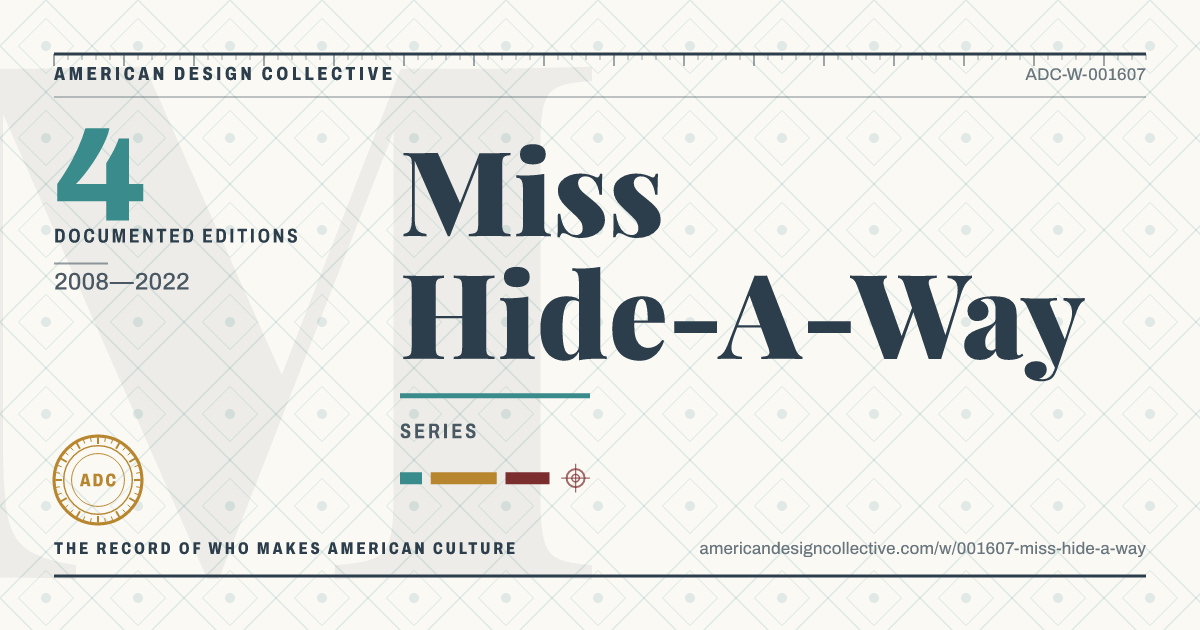 Registry card for Miss Hide-A-Way: the ADC seal, Miss Hide-A-Way, and how much is on record.