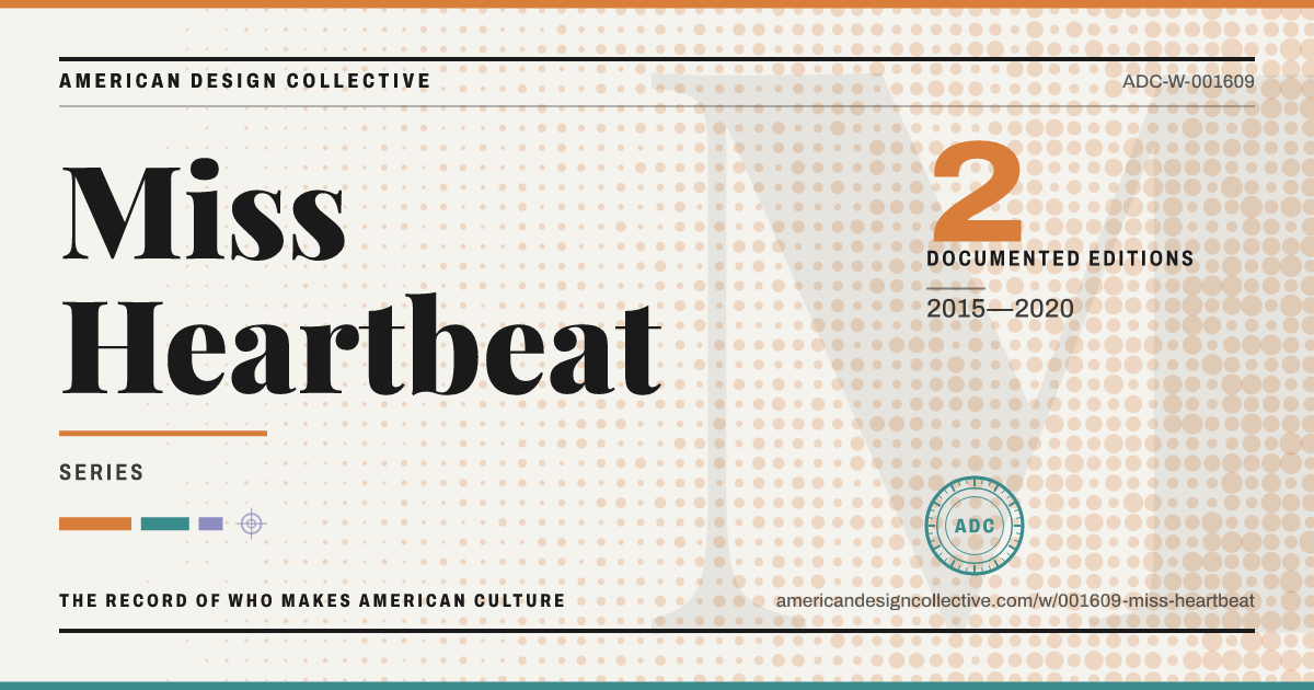 Registry card for Miss Heartbeat: the ADC seal, Miss Heartbeat, and how much is on record.