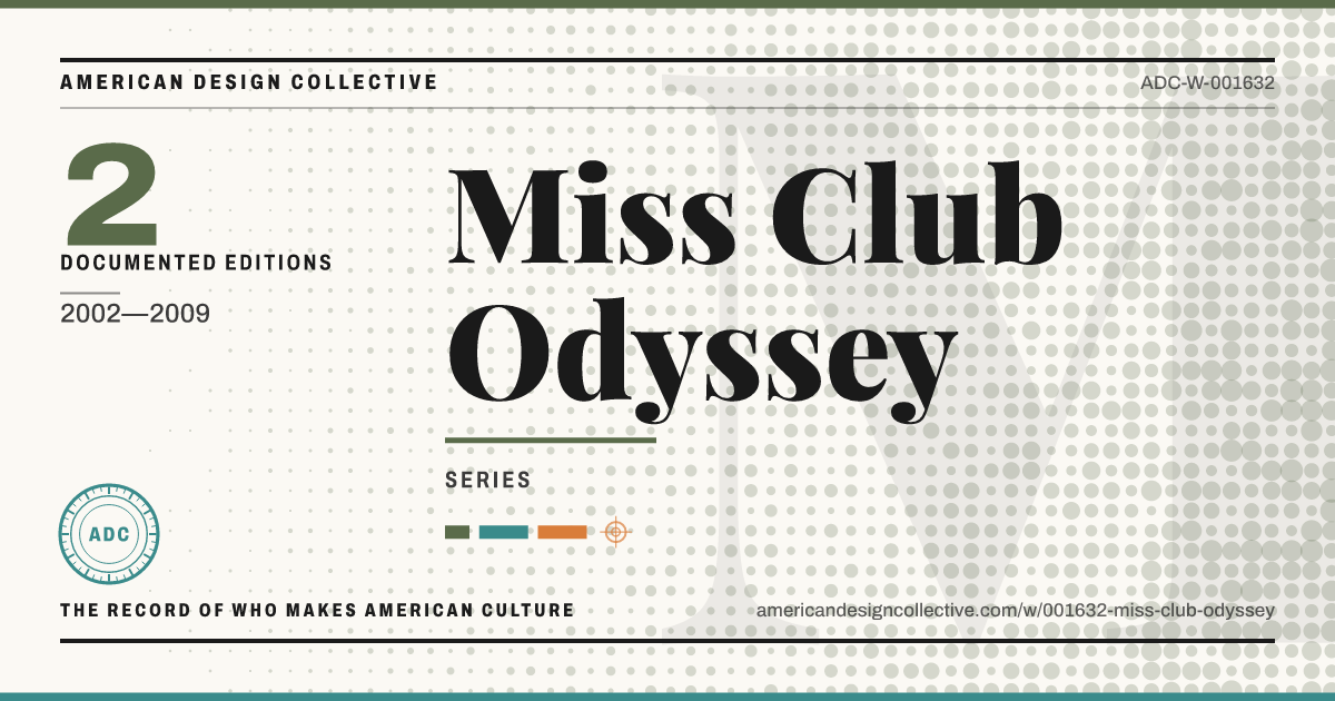 Registry card for Miss Club Odyssey: the ADC seal, Miss Club Odyssey, and how much is on record.