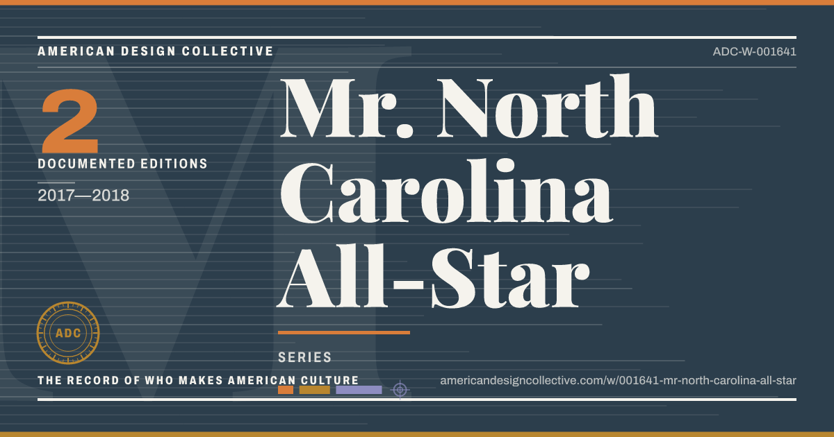 Registry card for Mr. North Carolina All-Star: the ADC seal, Mr. North Carolina All-Star, and how much is on record.