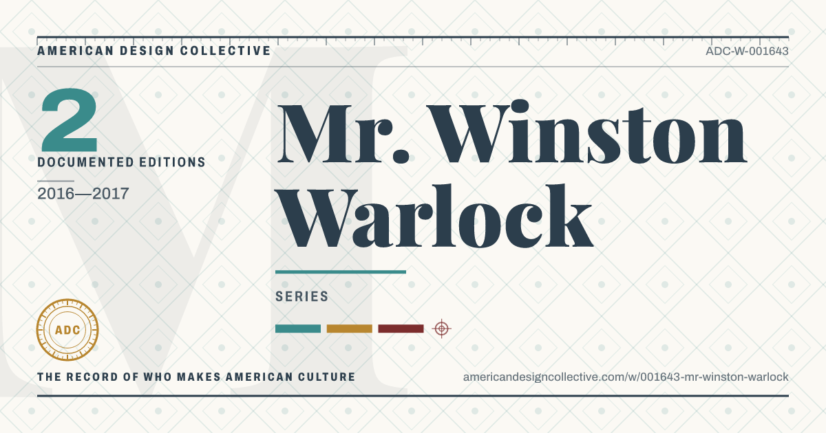 Registry card for Mr. Winston Warlock: the ADC seal, Mr. Winston Warlock, and how much is on record.