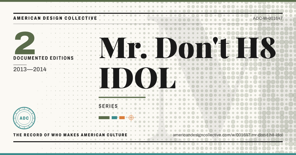 Registry card for Mr. Don't H8 IDOL: the ADC seal, Mr. Don't H8 IDOL, and how much is on record.