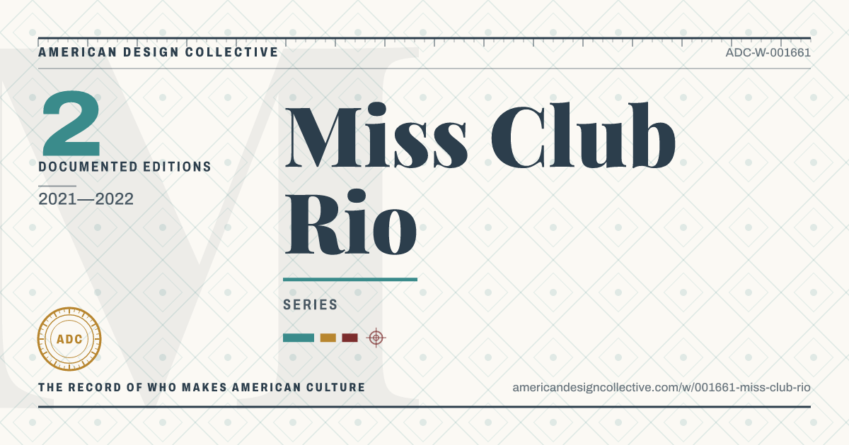 Registry card for Miss Club Rio: the ADC seal, Miss Club Rio, and how much is on record.