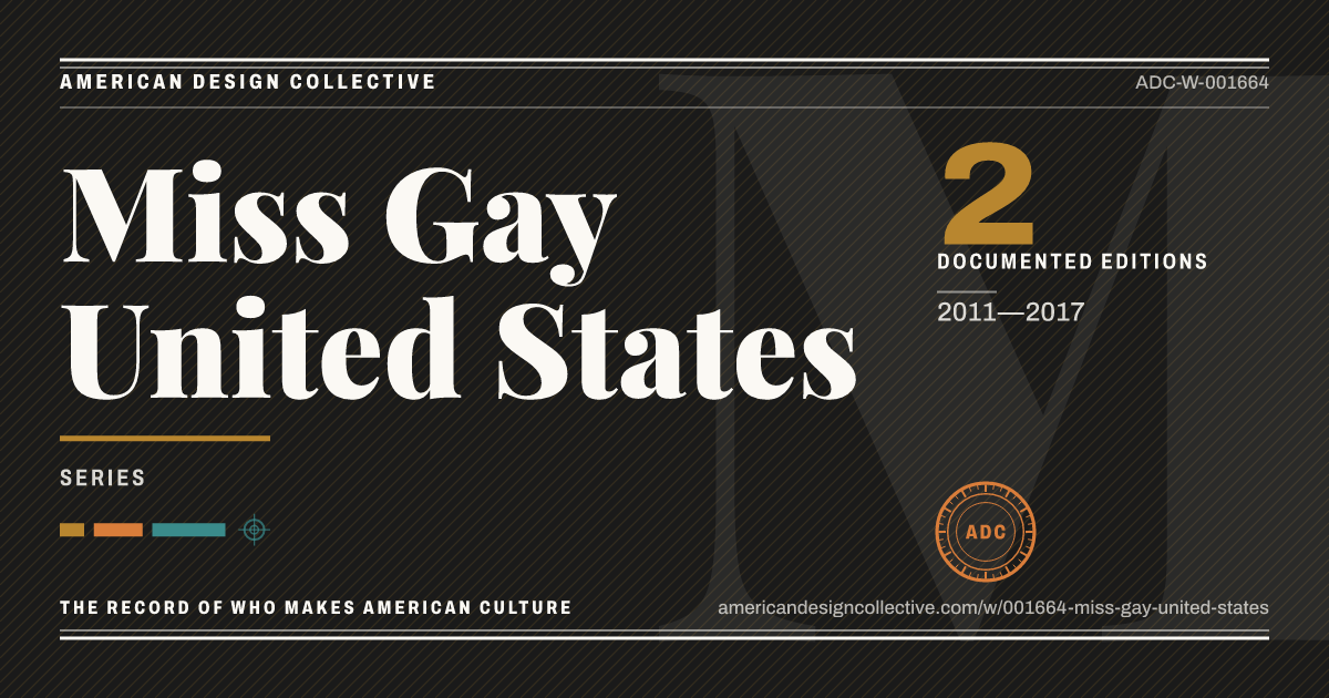 Registry card for Miss Gay United States: the ADC seal, Miss Gay United States, and how much is on record.