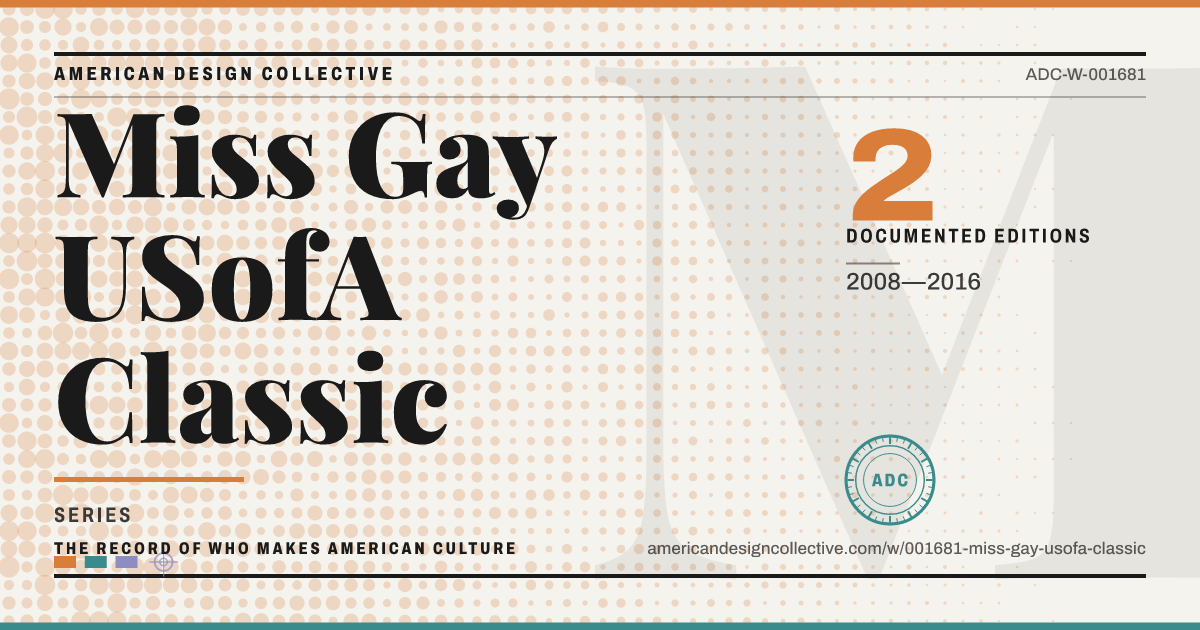 Registry card for Miss Gay USofA Classic: the ADC seal, Miss Gay USofA Classic, and how much is on record.