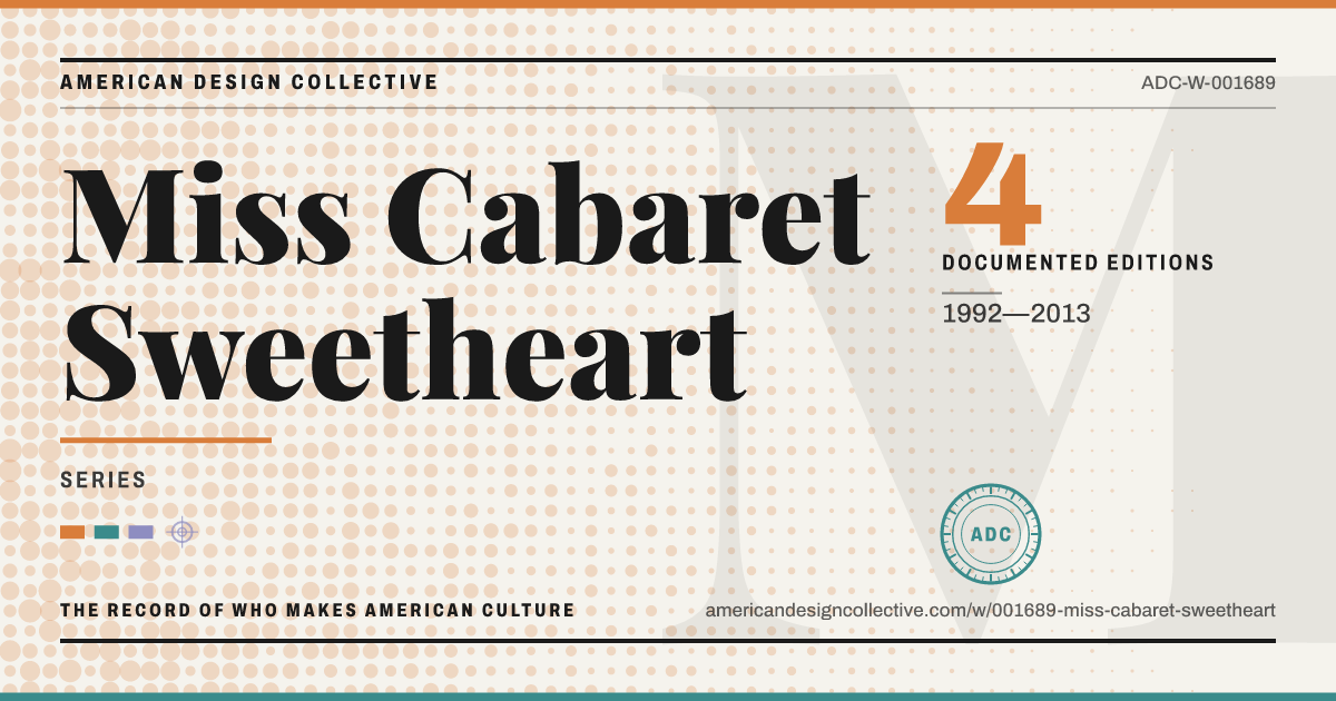 Registry card for Miss Cabaret Sweetheart: the ADC seal, Miss Cabaret Sweetheart, and how much is on record.
