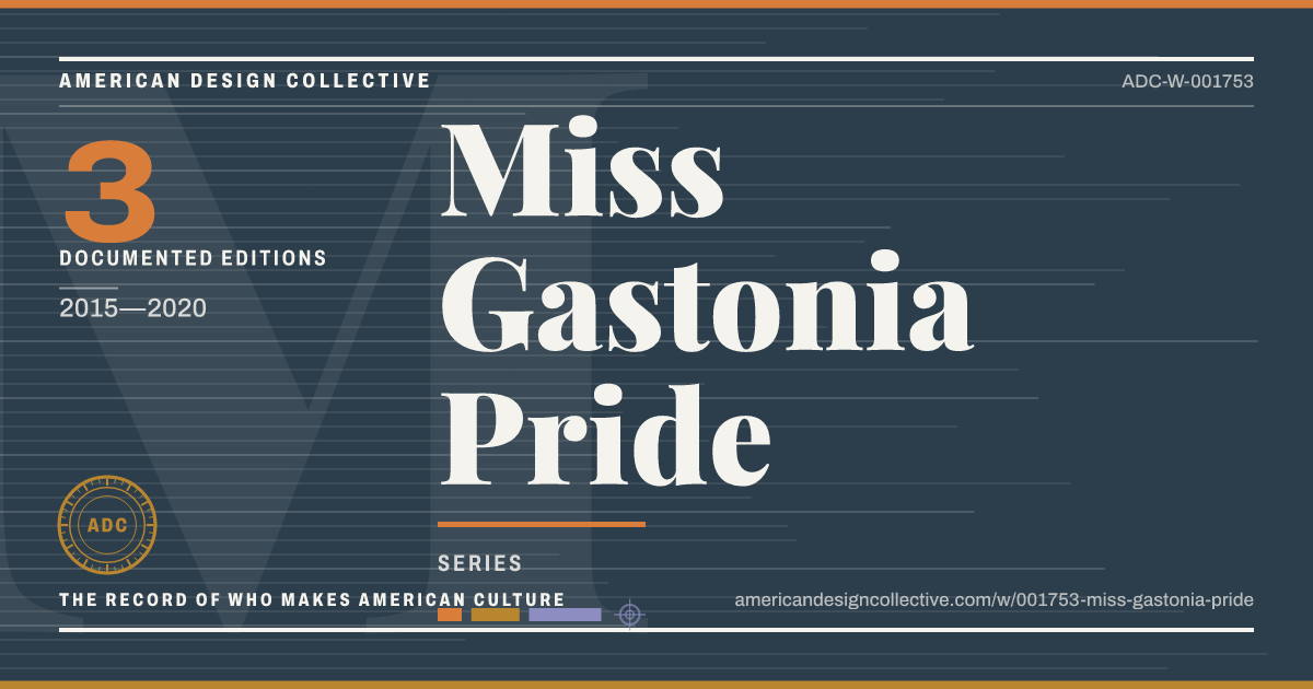 Registry card for Miss Gastonia Pride: the ADC seal, Miss Gastonia Pride, and how much is on record.