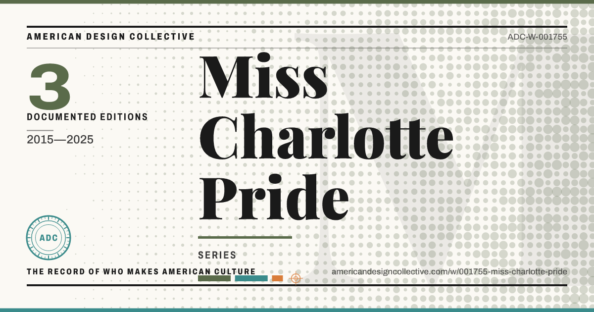 Registry card for Miss Charlotte Pride: the ADC seal, Miss Charlotte Pride, and how much is on record.