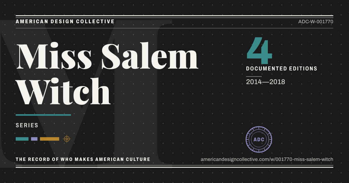 Registry card for Miss Salem Witch: the ADC seal, Miss Salem Witch, and how much is on record.