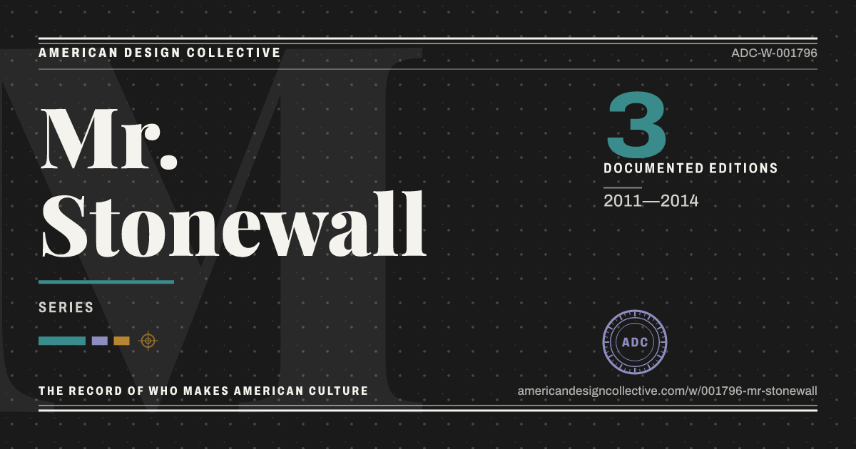 Registry card for Mr. Stonewall: the ADC seal, Mr. Stonewall, and how much is on record.