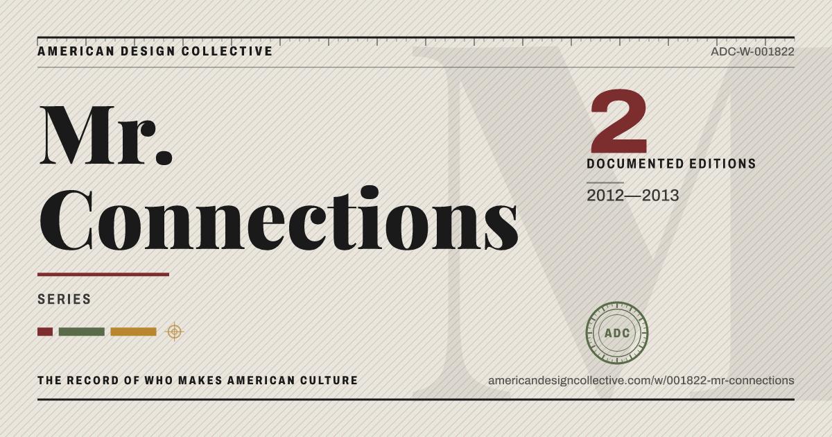 Registry card for Mr. Connections: the ADC seal, Mr. Connections, and how much is on record.