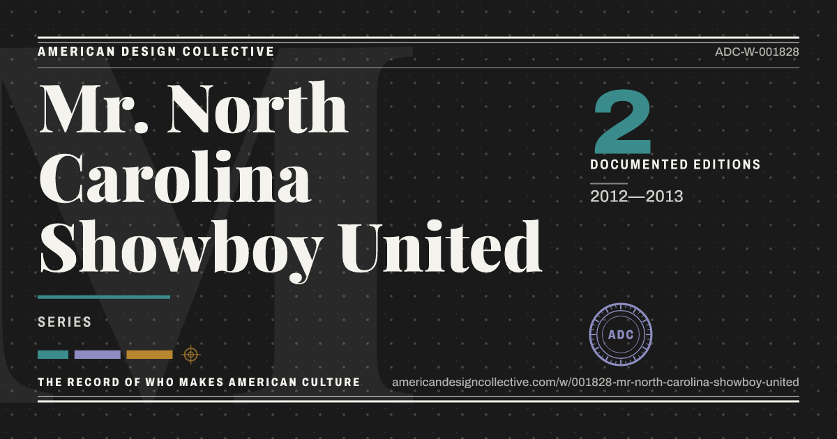 Registry card for Mr. North Carolina Showboy United: the ADC seal, Mr. North Carolina Showboy United, and how much is on record.