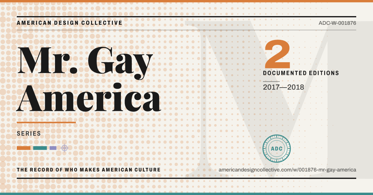 Registry card for Mr. Gay America: the ADC seal, Mr. Gay America, and how much is on record.