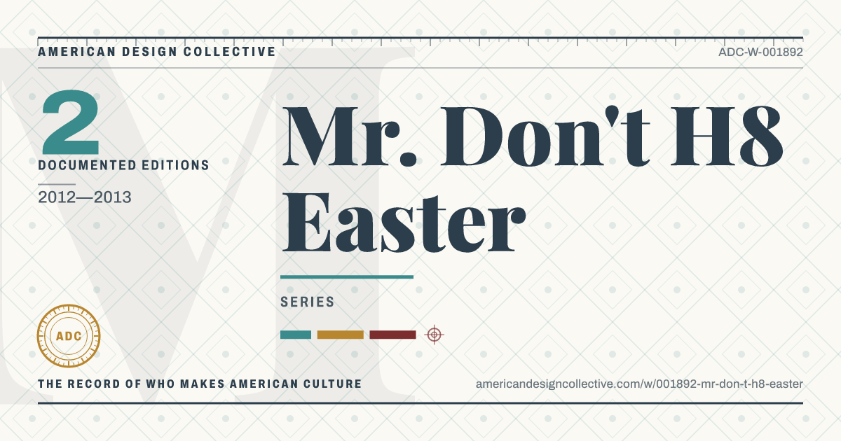 Registry card for Mr. Don't H8 Easter: the ADC seal, Mr. Don't H8 Easter, and how much is on record.