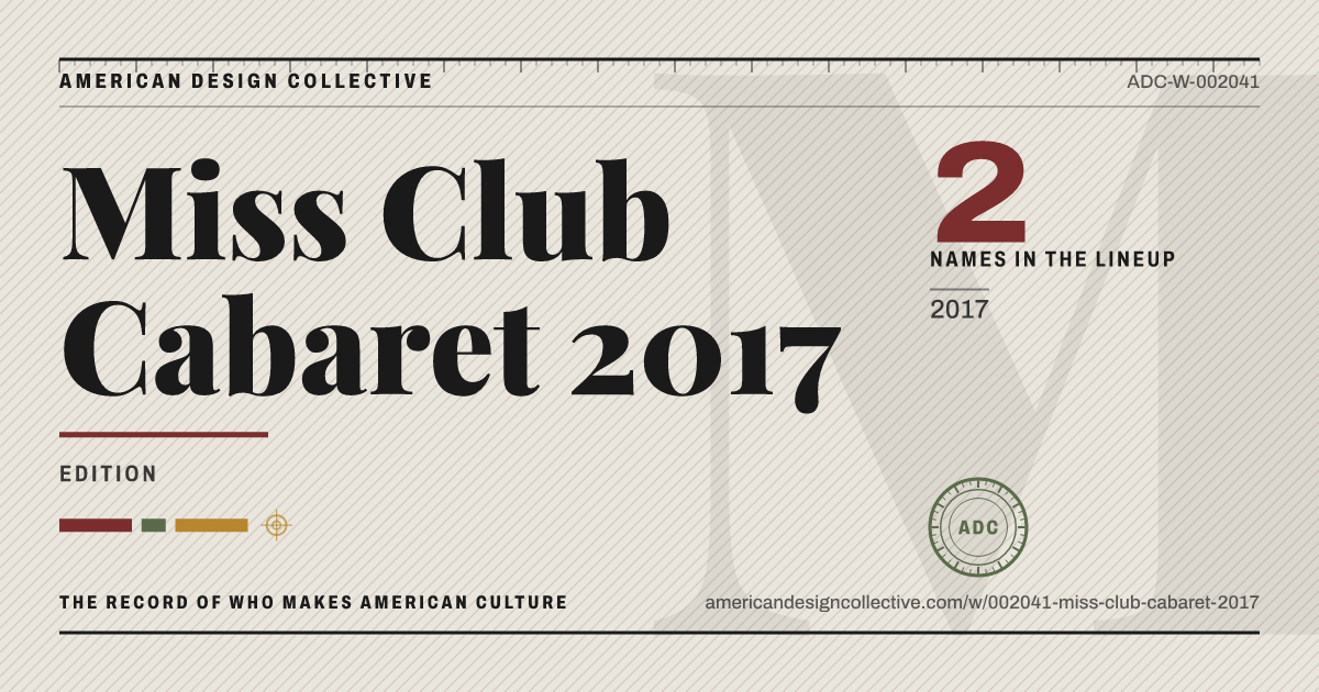 Registry card for Miss Club Cabaret 2017: the ADC seal, Miss Club Cabaret 2017, and how much is on record.