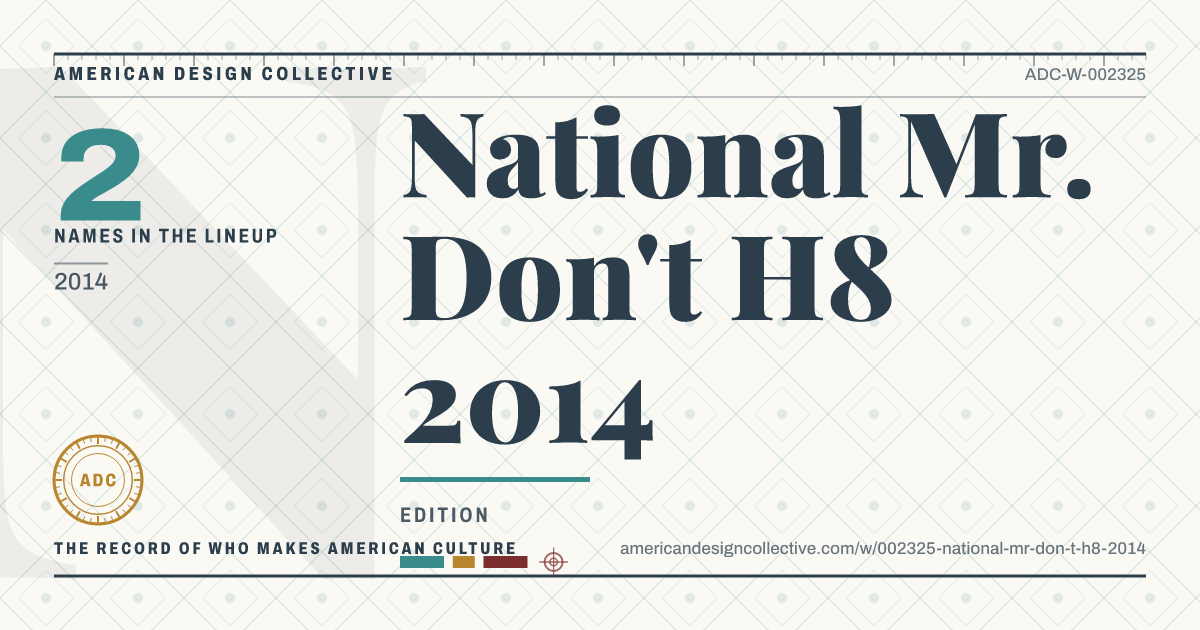 Registry card for National Mr. Don't H8 2014: the ADC seal, National Mr. Don't H8 2014, and how much is on record.