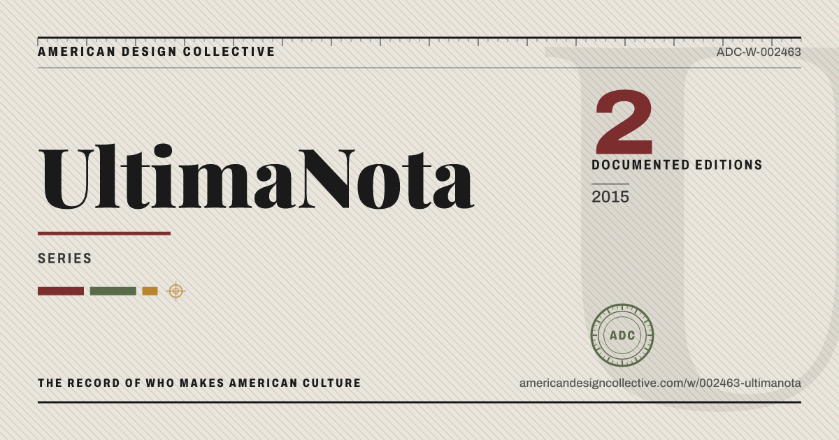 Registry card for UltimaNota: the ADC seal, UltimaNota, and how much is on record.