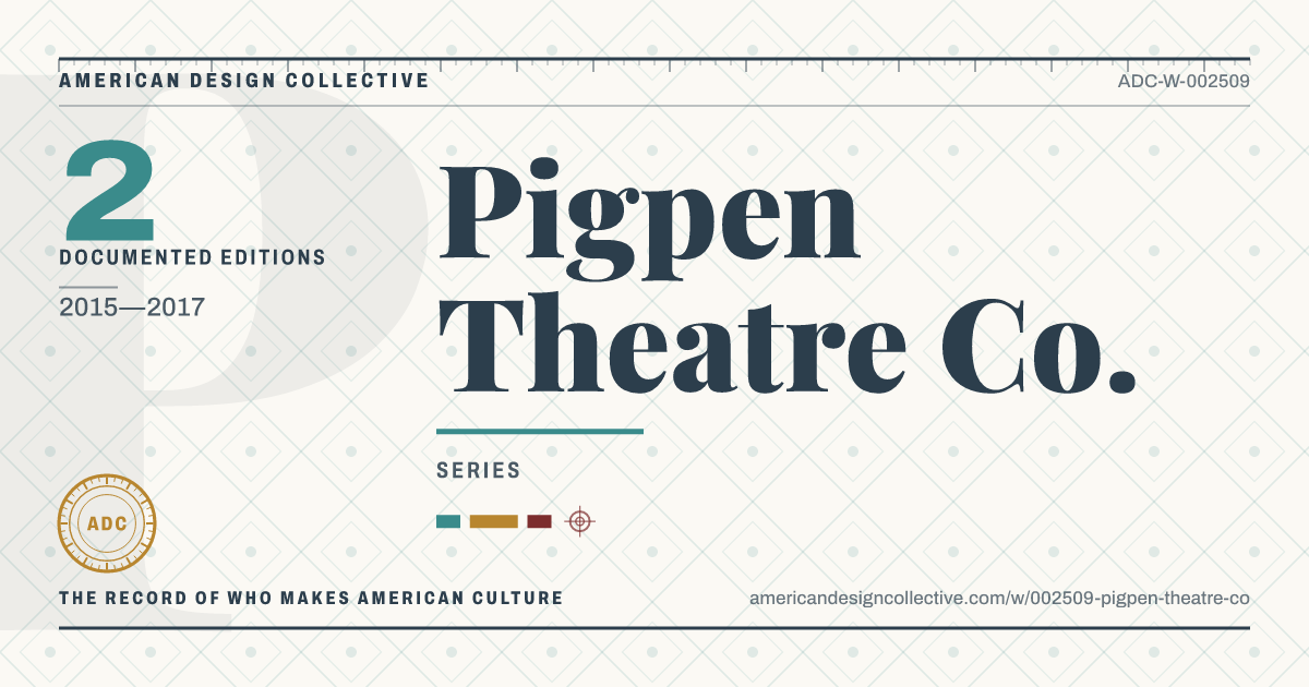 Registry card for Pigpen Theatre Co.: the ADC seal, Pigpen Theatre Co., and how much is on record.