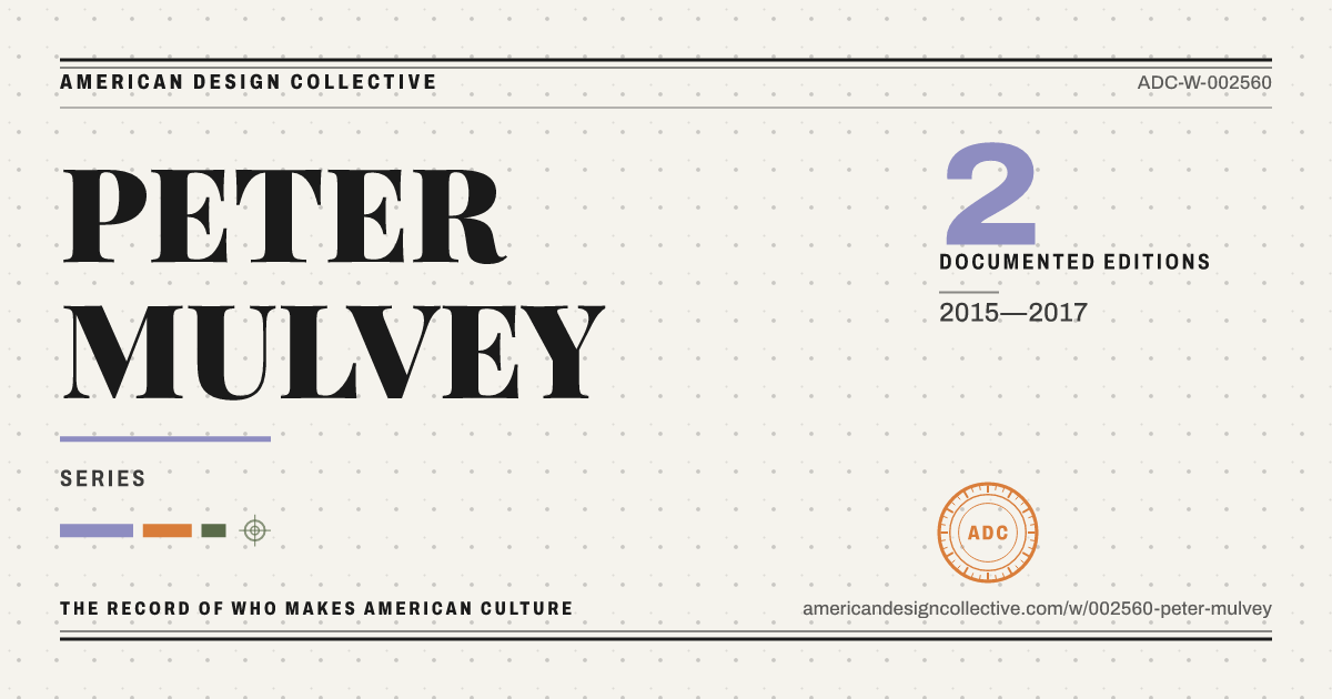 Registry card for PETER MULVEY: the ADC seal, PETER MULVEY, and how much is on record.