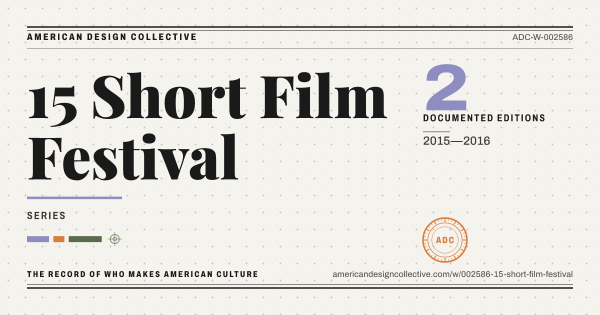 Registry card for 15 Short Film Festival: the ADC seal, 15 Short Film Festival, and how much is on record.