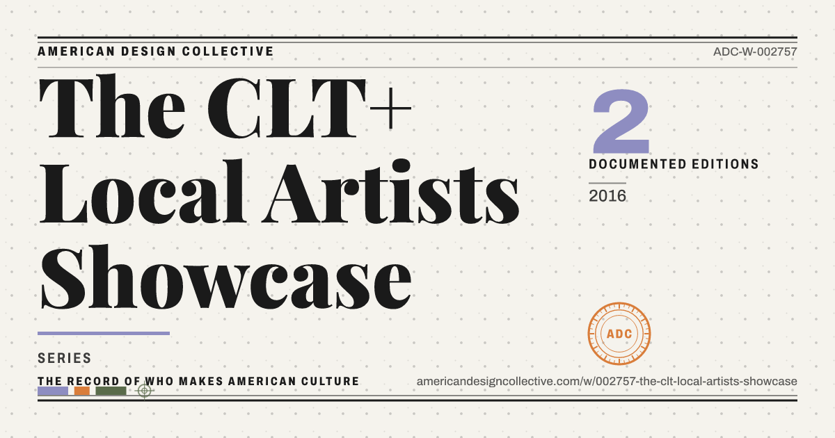 Registry card for The CLT+ Local Artists Showcase: the ADC seal, The CLT+ Local Artists Showcase, and how much is on record.