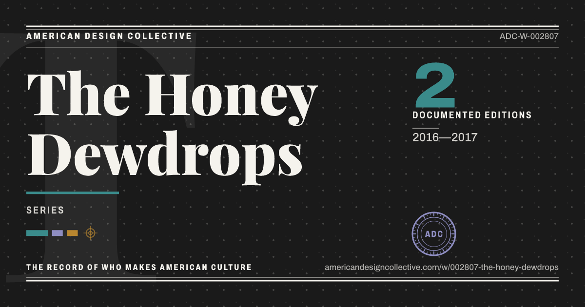 Registry card for The Honey Dewdrops: the ADC seal, The Honey Dewdrops, and how much is on record.