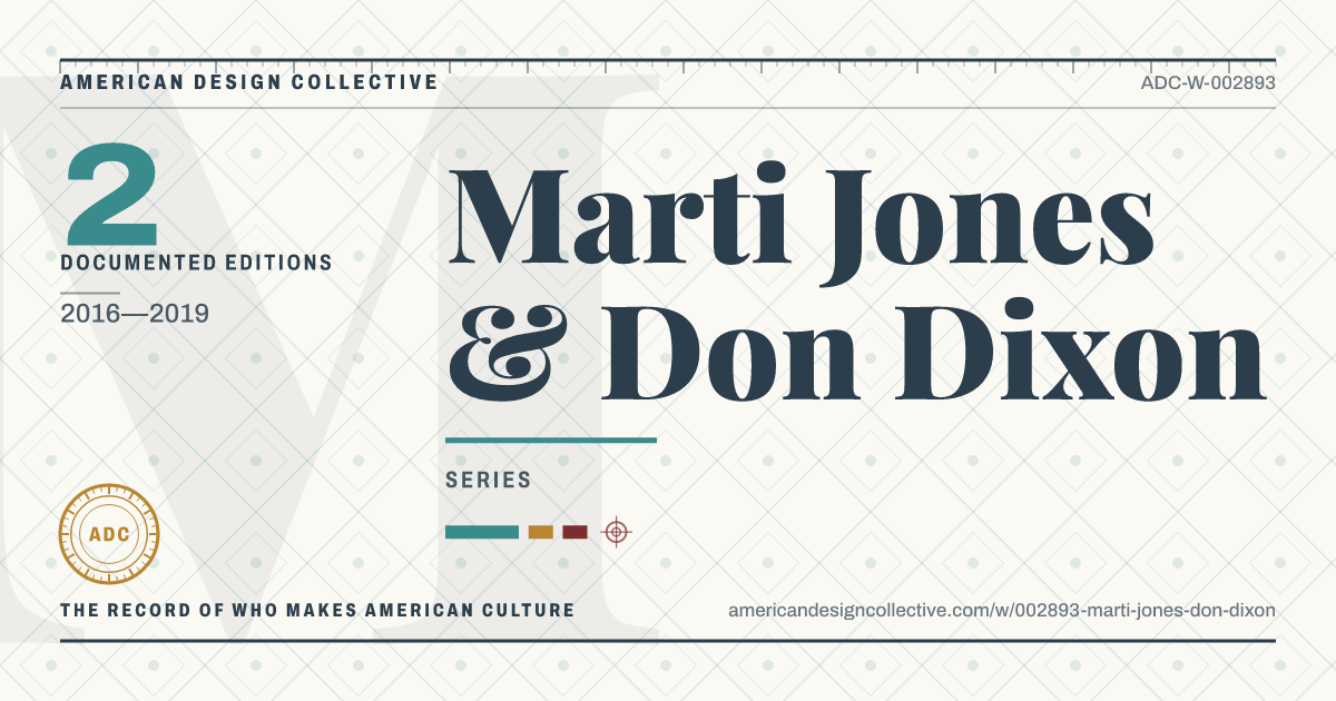 Registry card for Marti Jones & Don Dixon: the ADC seal, Marti Jones & Don Dixon, and how much is on record.
