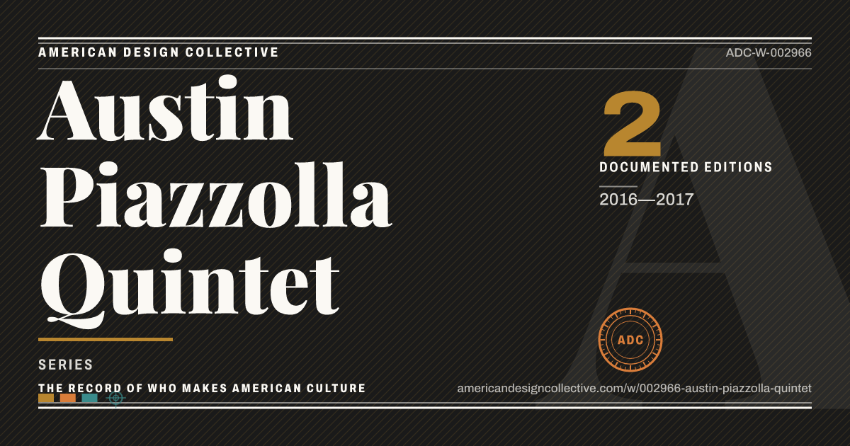 Registry card for Austin Piazzolla Quintet: the ADC seal, Austin Piazzolla Quintet, and how much is on record.