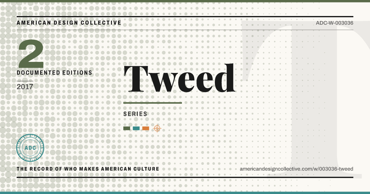 Registry card for Tweed: the ADC seal, Tweed, and how much is on record.