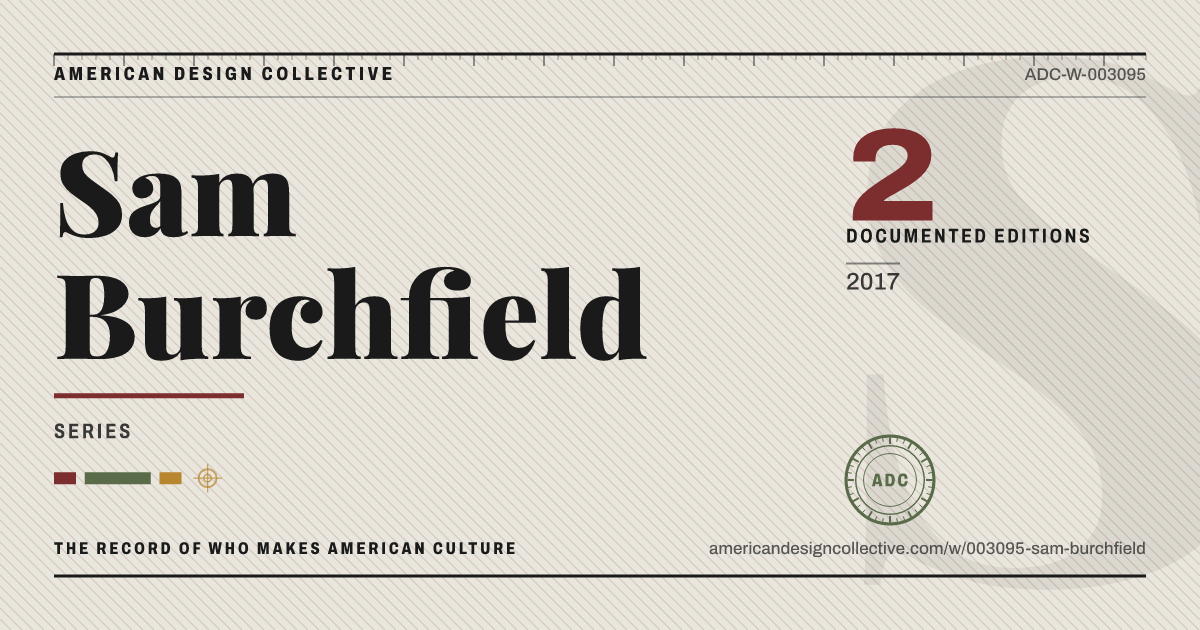 Registry card for Sam Burchfield: the ADC seal, Sam Burchfield, and how much is on record.
