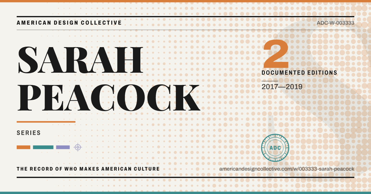 Registry card for SARAH PEACOCK: the ADC seal, SARAH PEACOCK, and how much is on record.