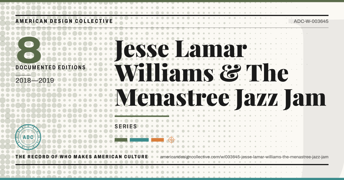 Registry card for Jesse Lamar Williams & The Menastree Jazz Jam: the ADC seal, Jesse Lamar Williams & The Menastree Jazz Jam, and how much is on record.