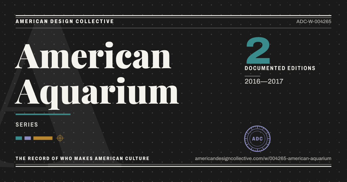 Registry card for American Aquarium: the ADC seal, American Aquarium, and how much is on record.