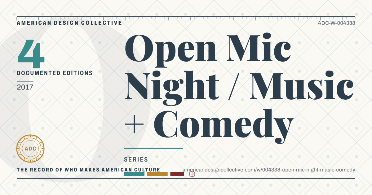 Registry card for Open Mic Night / Music + Comedy: the ADC seal, Open Mic Night / Music + Comedy, and how much is on record.