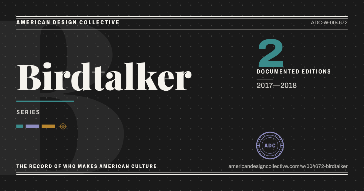 Registry card for Birdtalker: the ADC seal, Birdtalker, and how much is on record.