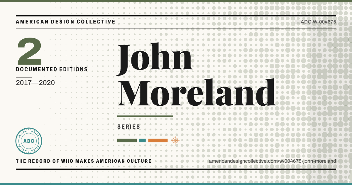 Registry card for John Moreland: the ADC seal, John Moreland, and how much is on record.