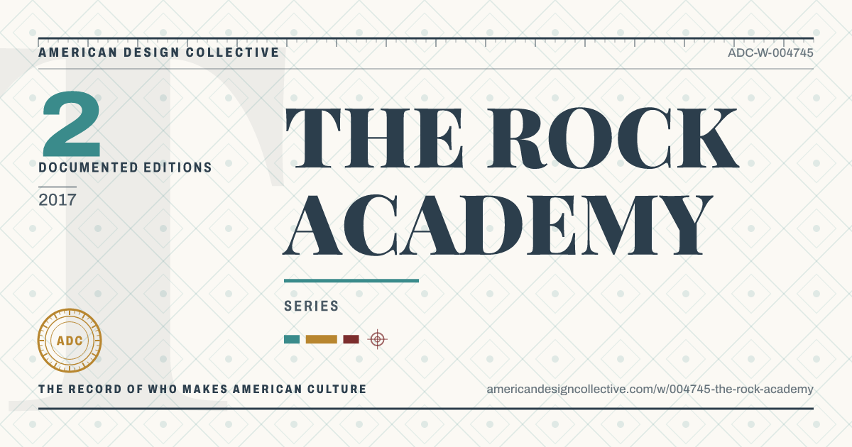 Registry card for THE ROCK ACADEMY: the ADC seal, THE ROCK ACADEMY, and how much is on record.