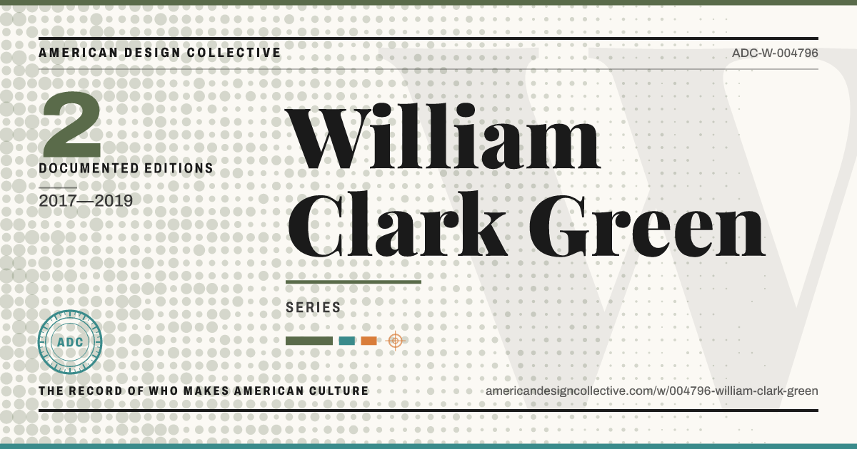 Registry card for William Clark Green: the ADC seal, William Clark Green, and how much is on record.