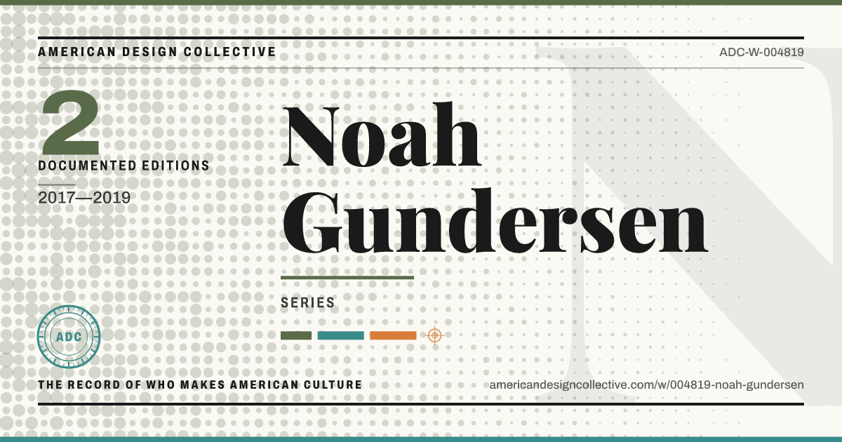 Registry card for Noah Gundersen: the ADC seal, Noah Gundersen, and how much is on record.