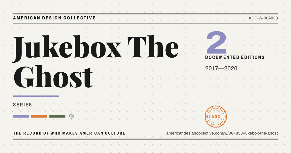 Registry card for Jukebox The Ghost: the ADC seal, Jukebox The Ghost, and how much is on record.