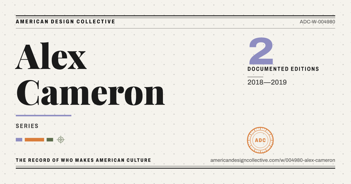 Registry card for Alex Cameron: the ADC seal, Alex Cameron, and how much is on record.