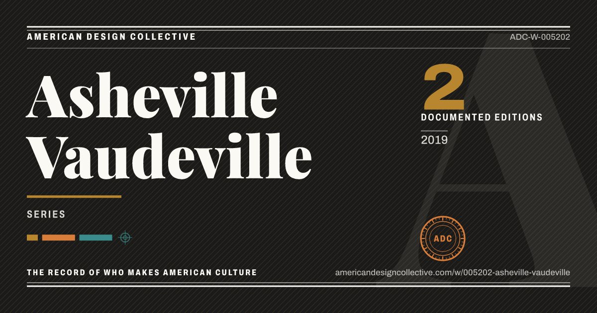 Registry card for Asheville Vaudeville: the ADC seal, Asheville Vaudeville, and how much is on record.