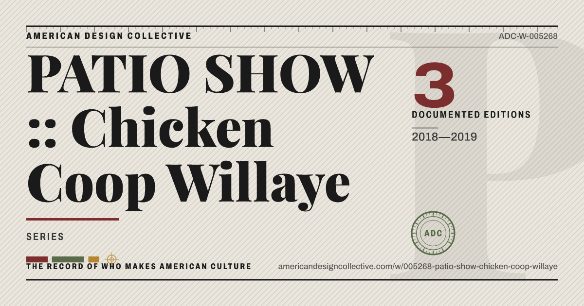 Registry card for PATIO SHOW :: Chicken Coop Willaye: the ADC seal, PATIO SHOW :: Chicken Coop Willaye, and how much is on record.