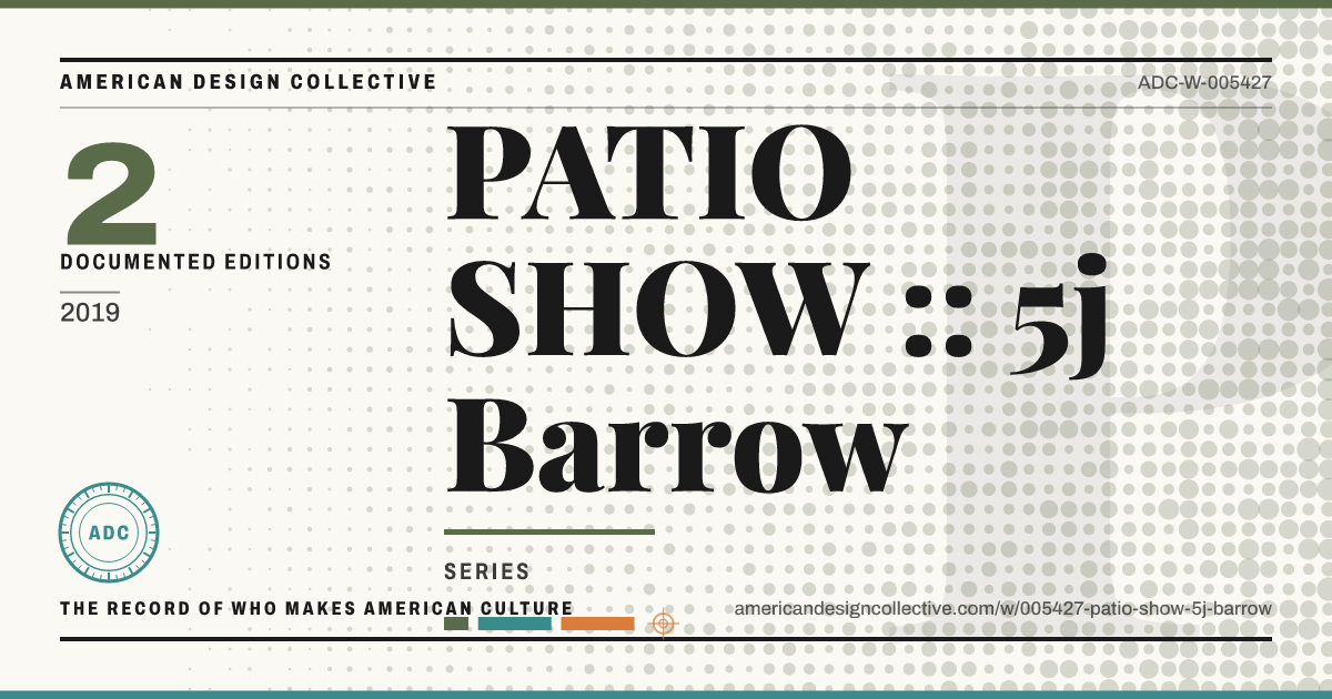 Registry card for PATIO SHOW :: 5j Barrow: the ADC seal, PATIO SHOW :: 5j Barrow, and how much is on record.