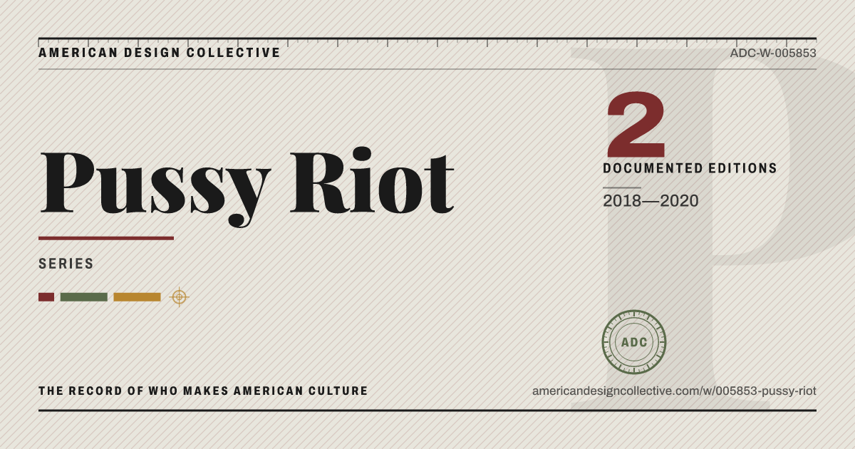 Registry card for Pussy Riot: the ADC seal, Pussy Riot, and how much is on record.