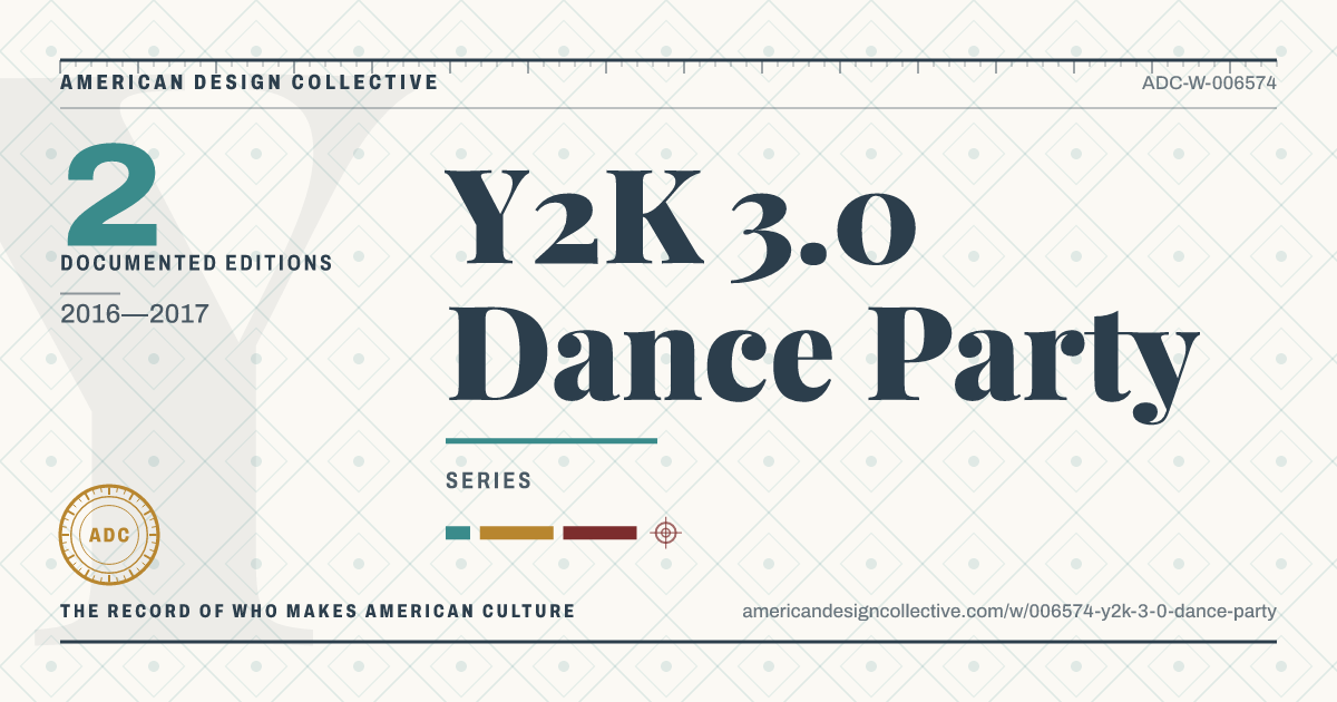Registry card for Y2K 3.0 Dance Party: the ADC seal, Y2K 3.0 Dance Party, and how much is on record.