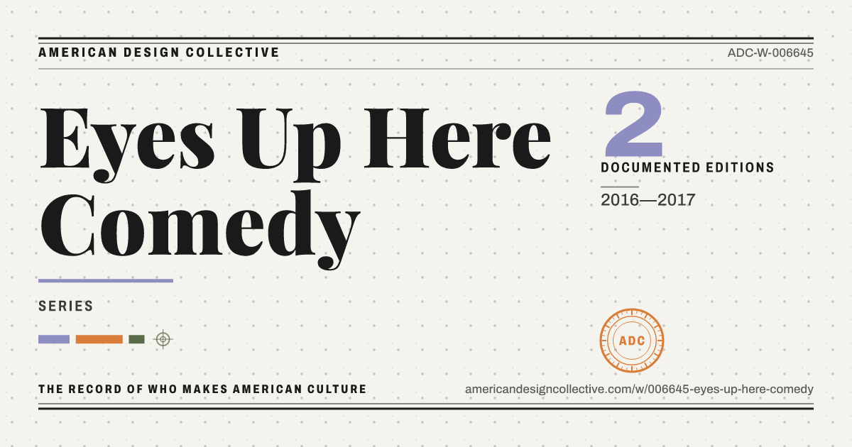 Registry card for Eyes Up Here Comedy: the ADC seal, Eyes Up Here Comedy, and how much is on record.