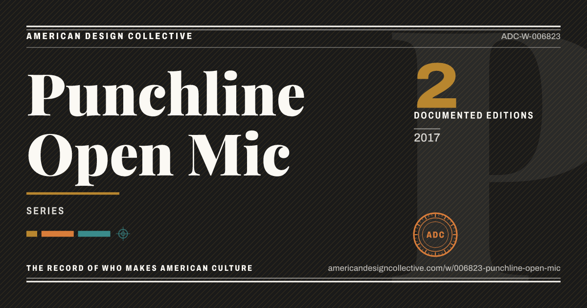Registry card for Punchline Open Mic: the ADC seal, Punchline Open Mic, and how much is on record.